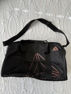 Reebok Black Duffle with Rose Gold Accent Logo